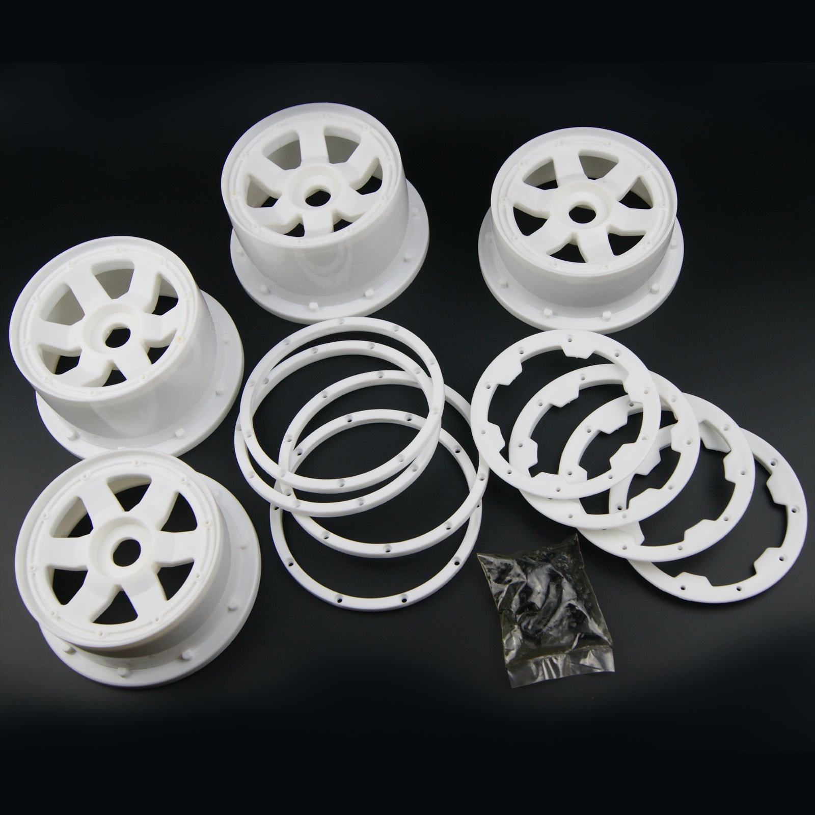 (CN,US ) White wheel beadlock rim for hpi rovan km baja 5b ss