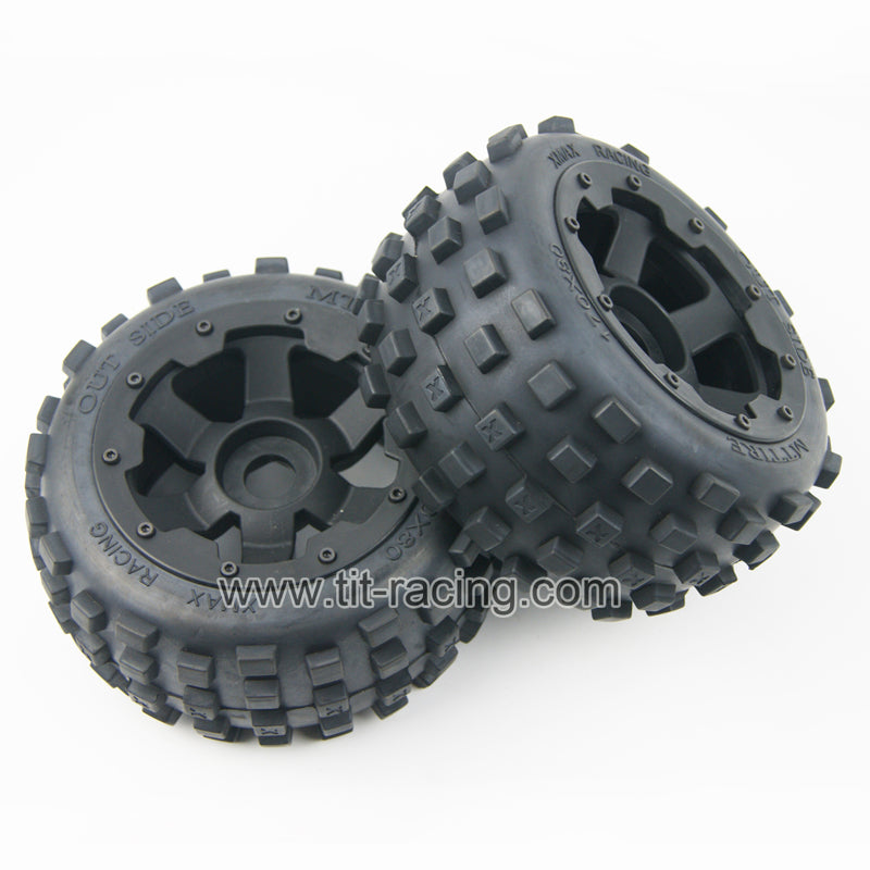 ( CN,US ) Rear knobby tire wheel kit for hpi km rovan baja 5b