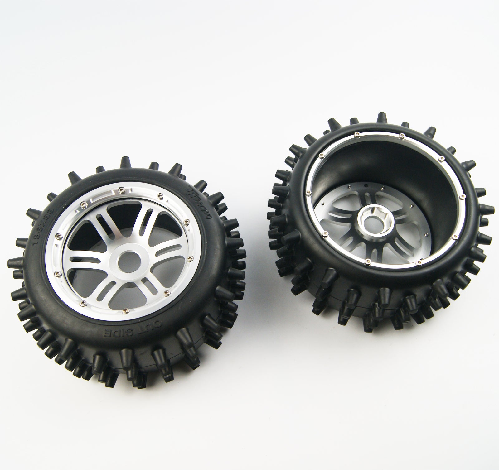 ( CN, US ) Front Rear Knobby Tyre tire Wheel with Half Alloy Wheel for Rovan King Motor HPI baja 5b SS