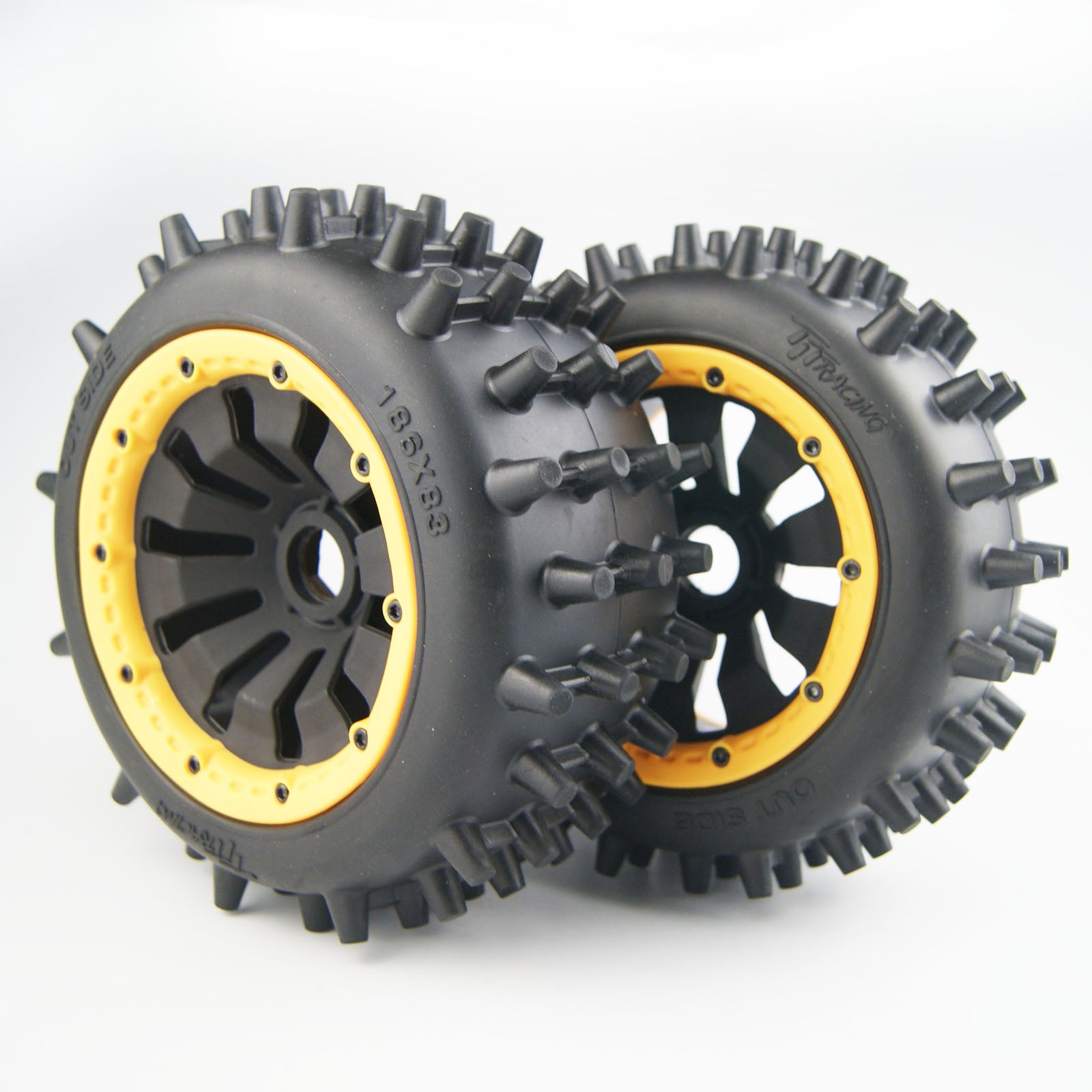 ( CN, US) New Strong Nipple Tires Wheels Yellow Bead lock for HPI Rovan KM Baja 5b 5t SS DBXL LT 5ive T
