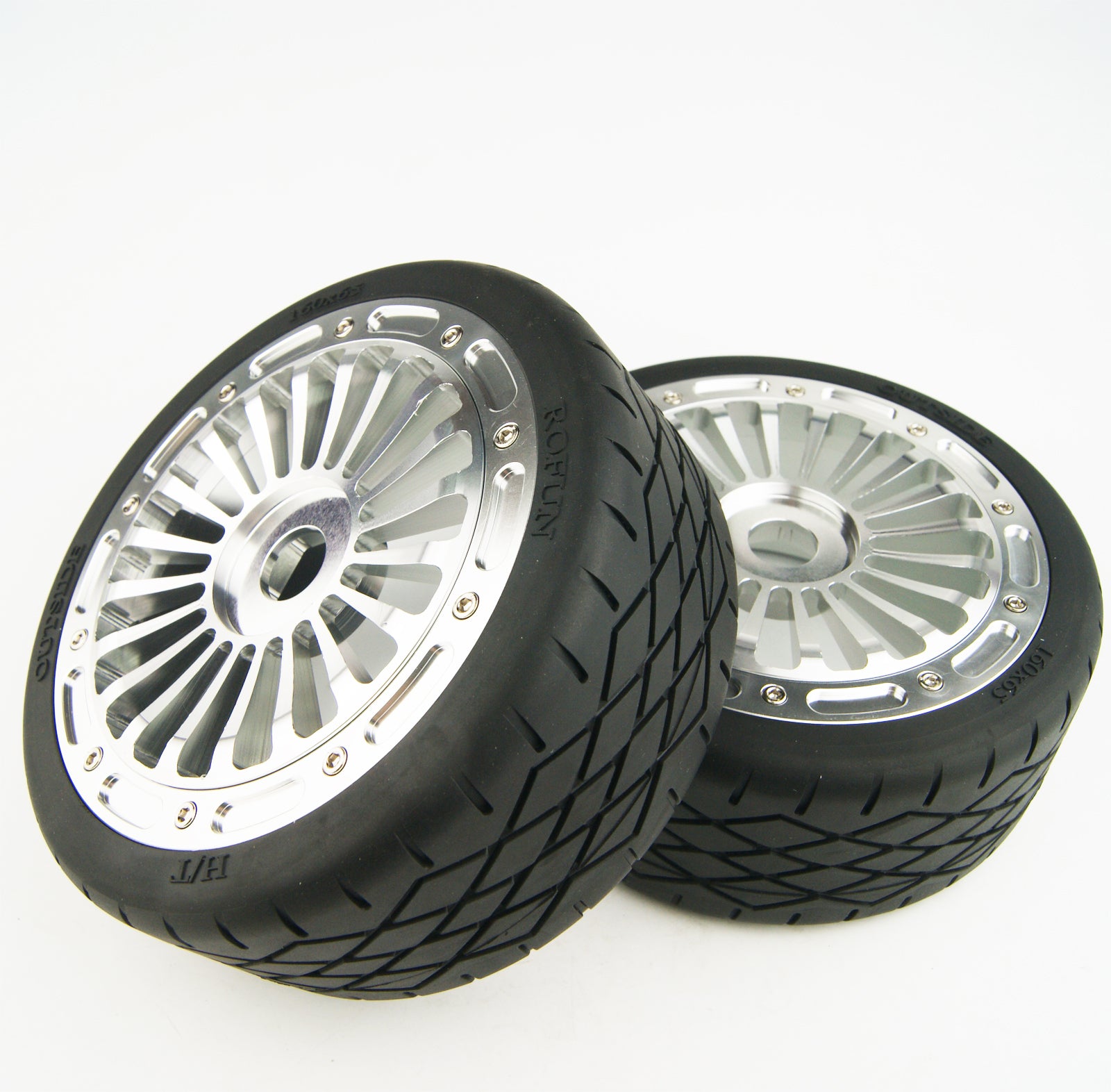 2PCS of Tires with Alloy Wheels for 1/5 Rofun Rovan F5 MCD RR5