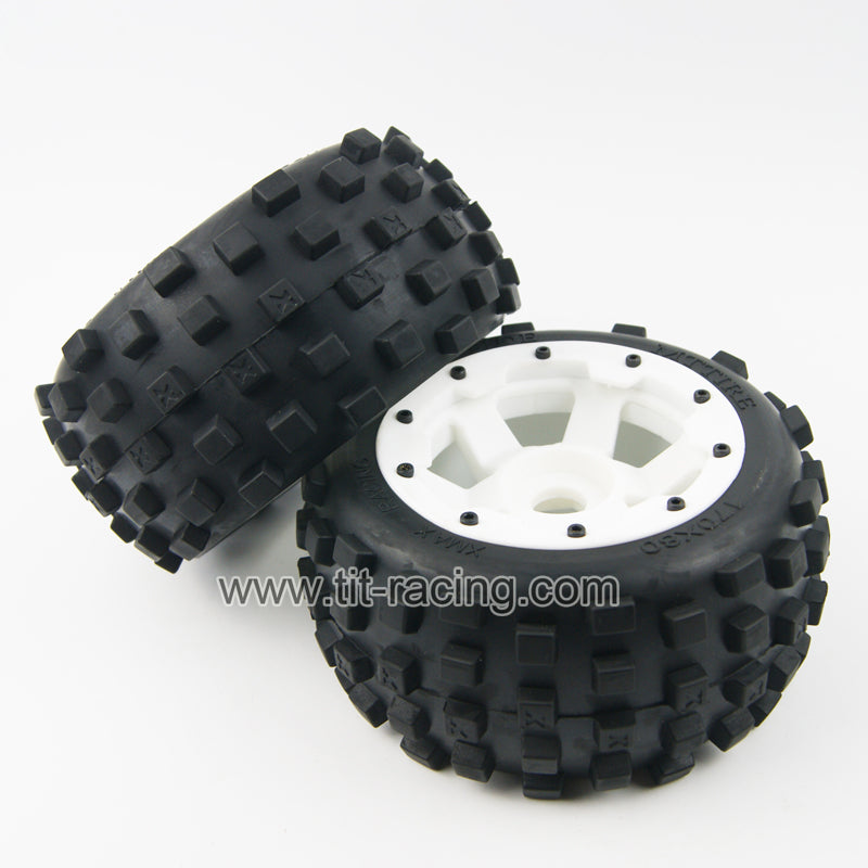 ( CN,US ) Rear knobby tire wheel kit for hpi km rovan baja 5b