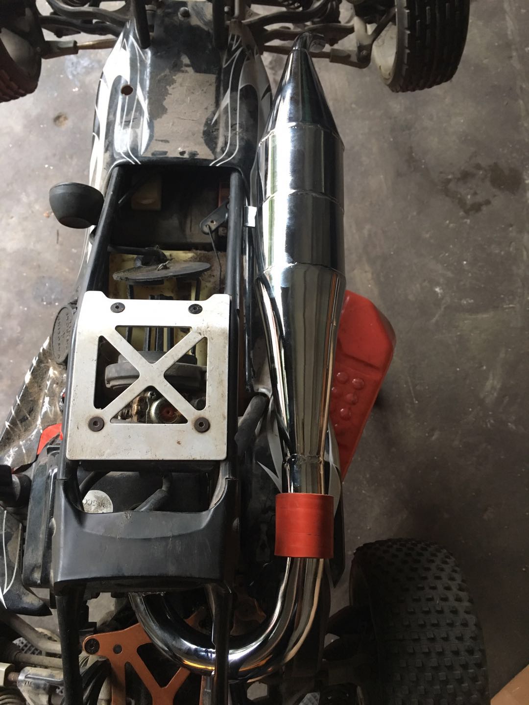 ( CN,US ) New Steel silence exhaust for hpi baja 5b (silence and stronger power)