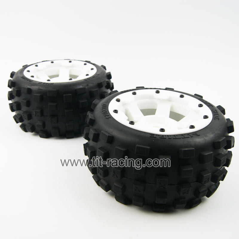 ( CN,US ) Rear knobby tire wheel kit for hpi km rovan baja 5b